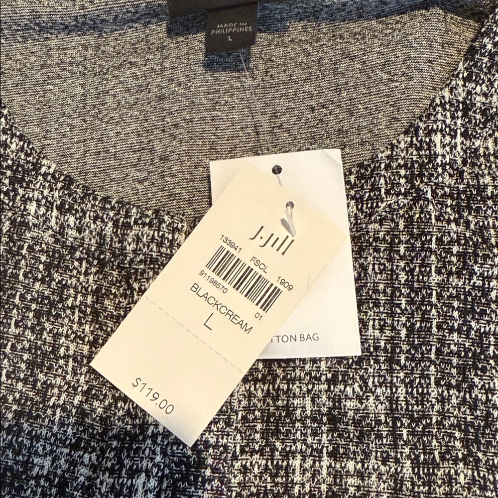 J. Jill‎ Wearever Collection Women Cardigan L Black White Hook & Eye Closure NWT - Picture 6 of 10